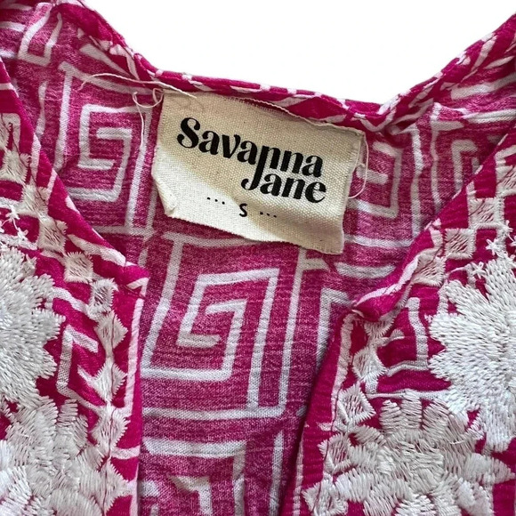 Savanna Jane Pink Embroidered Boho Shift Dress S - Picture 3 of 4